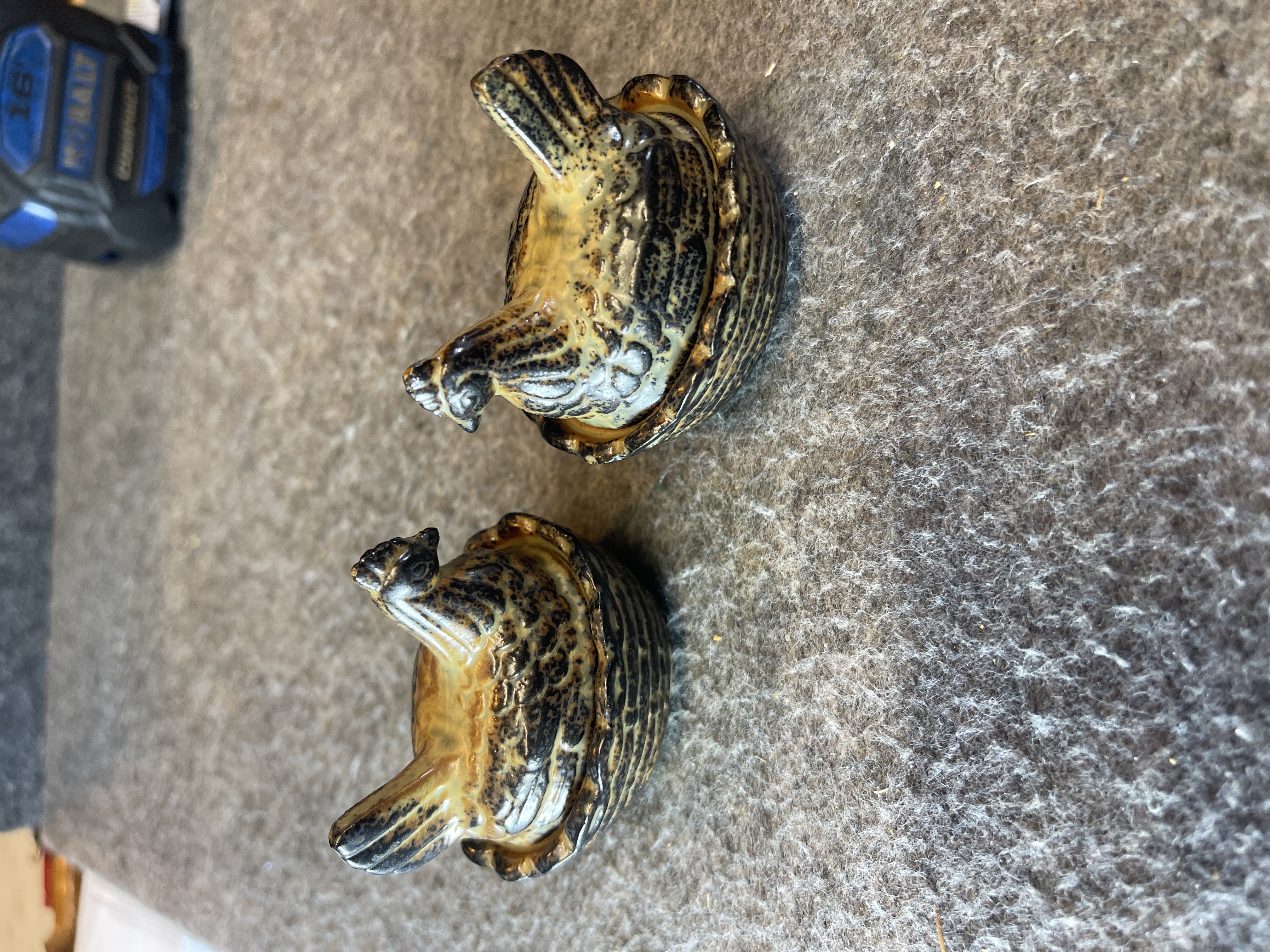 A Pair of PWF Japan Miniature Ceramic Hen on Nest Lidded Boxes