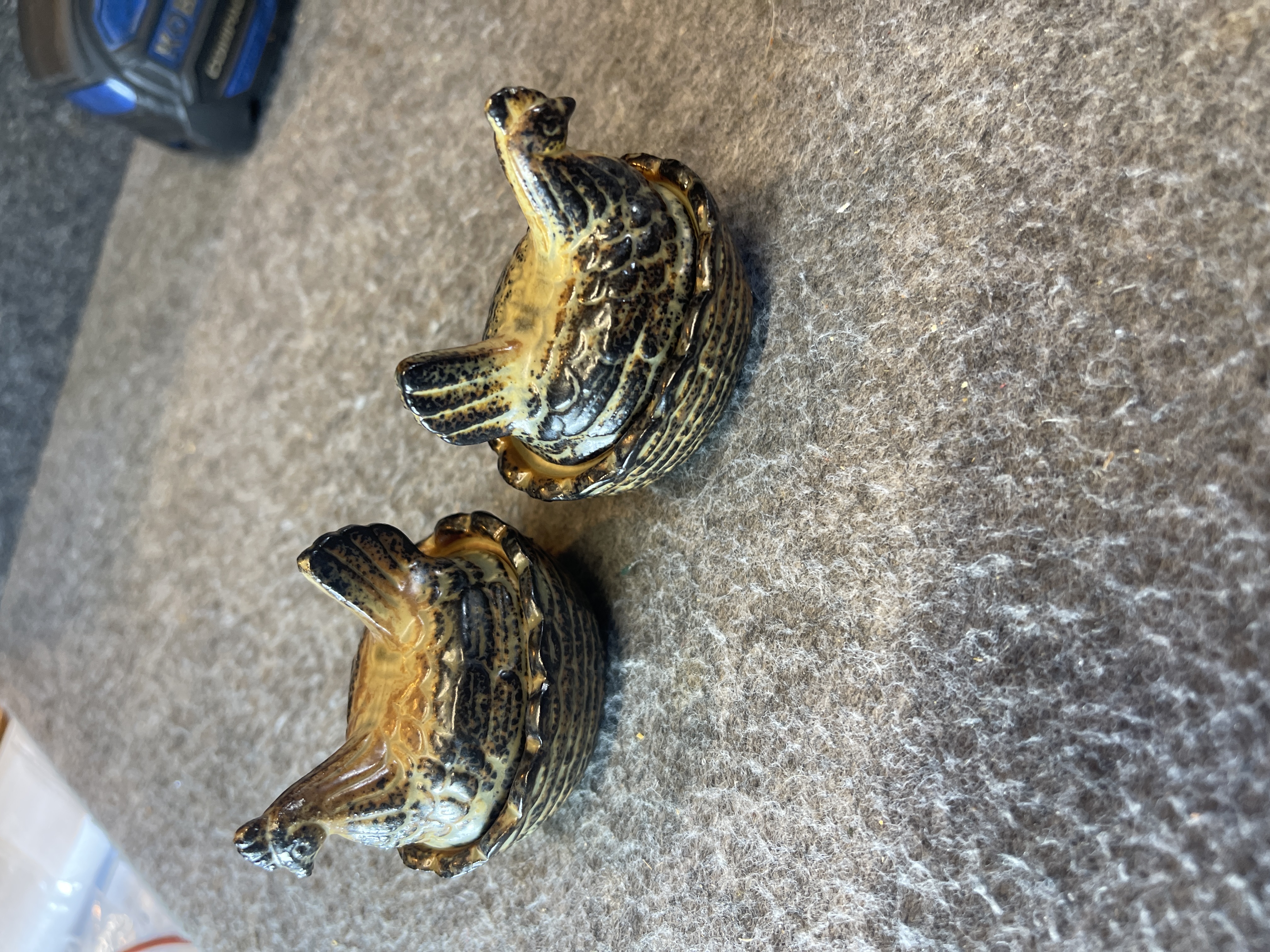 A Pair of PWF Japan Miniature Ceramic Hen on Nest Lidded Boxes