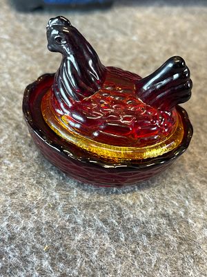 Viking Amberina Glass Miniature Turkey on Nest. This miniature turkey on nest dish was produced 