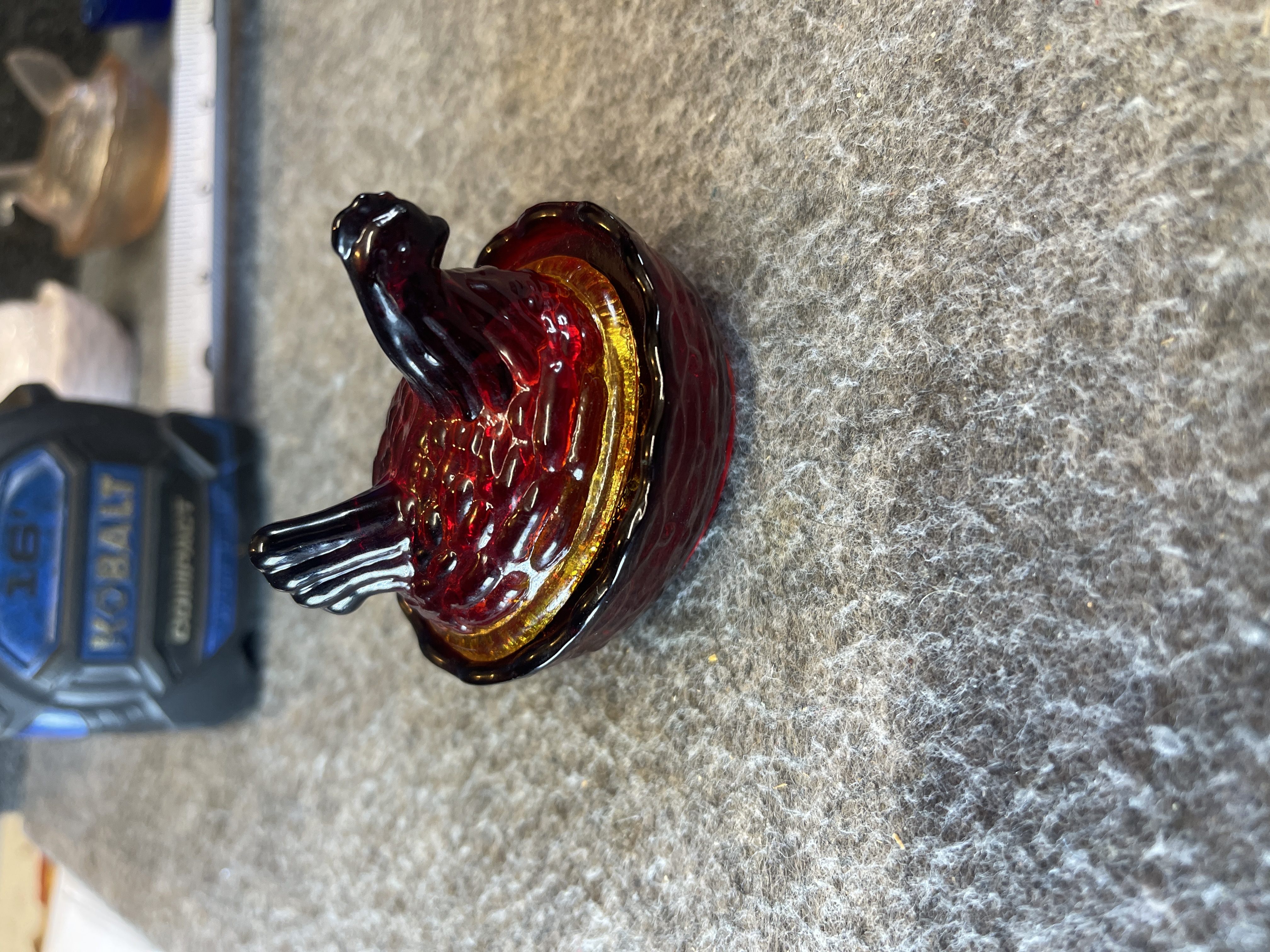 Viking Amberina Glass Miniature Turkey on Nest
