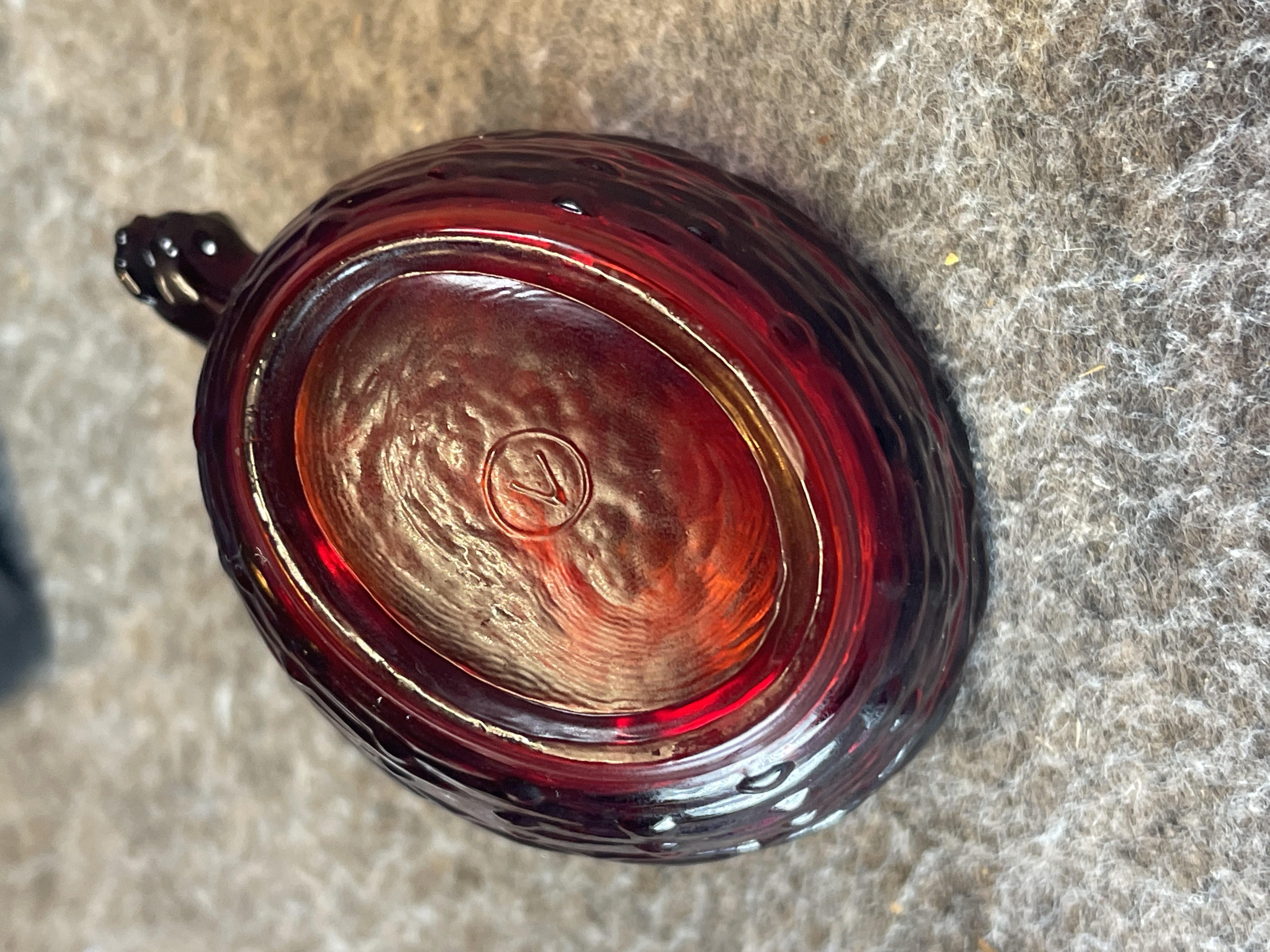 Viking Amberina Glass Miniature Turkey on Nest