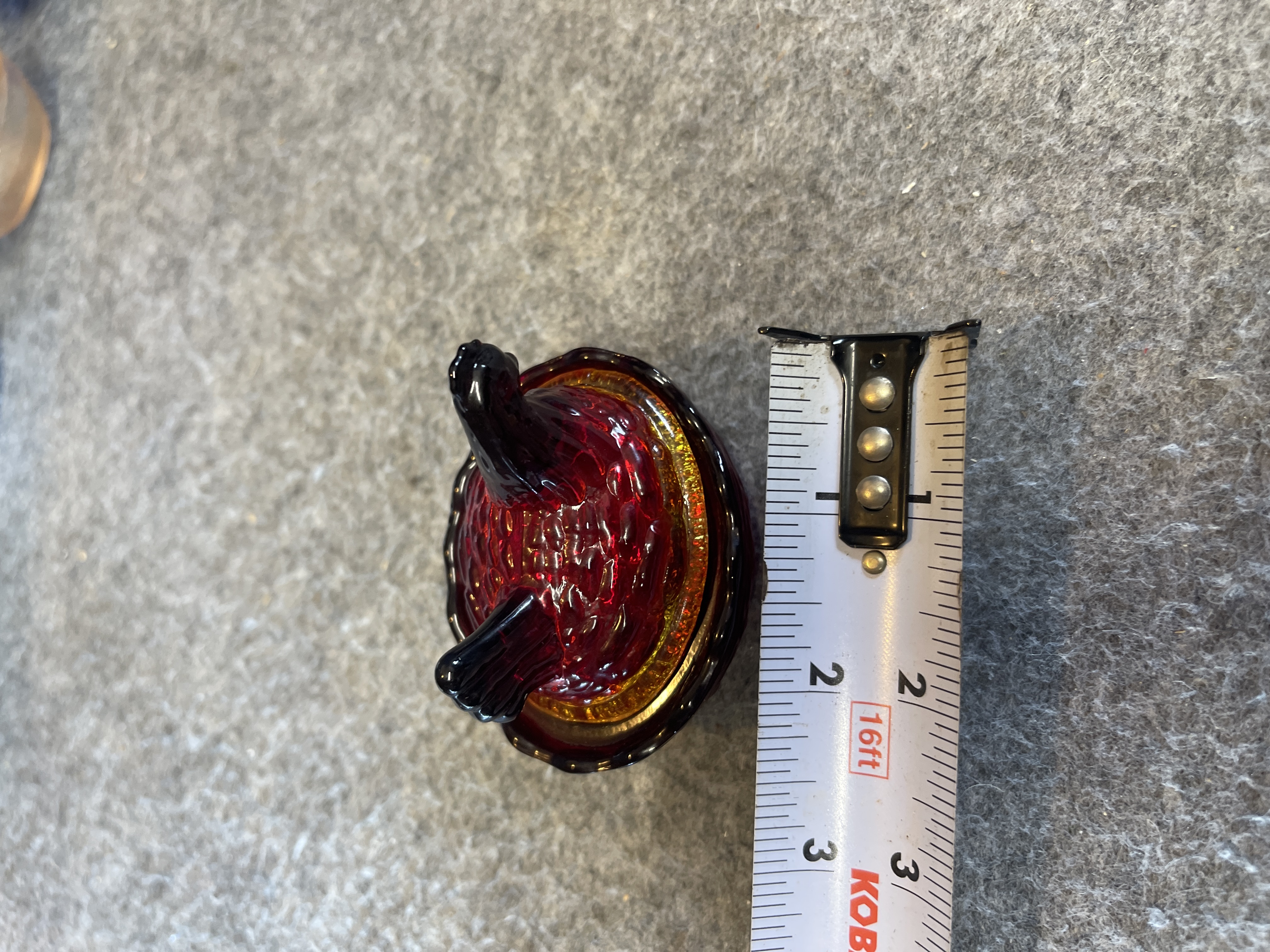 Viking Amberina Glass Miniature Turkey on Nest
