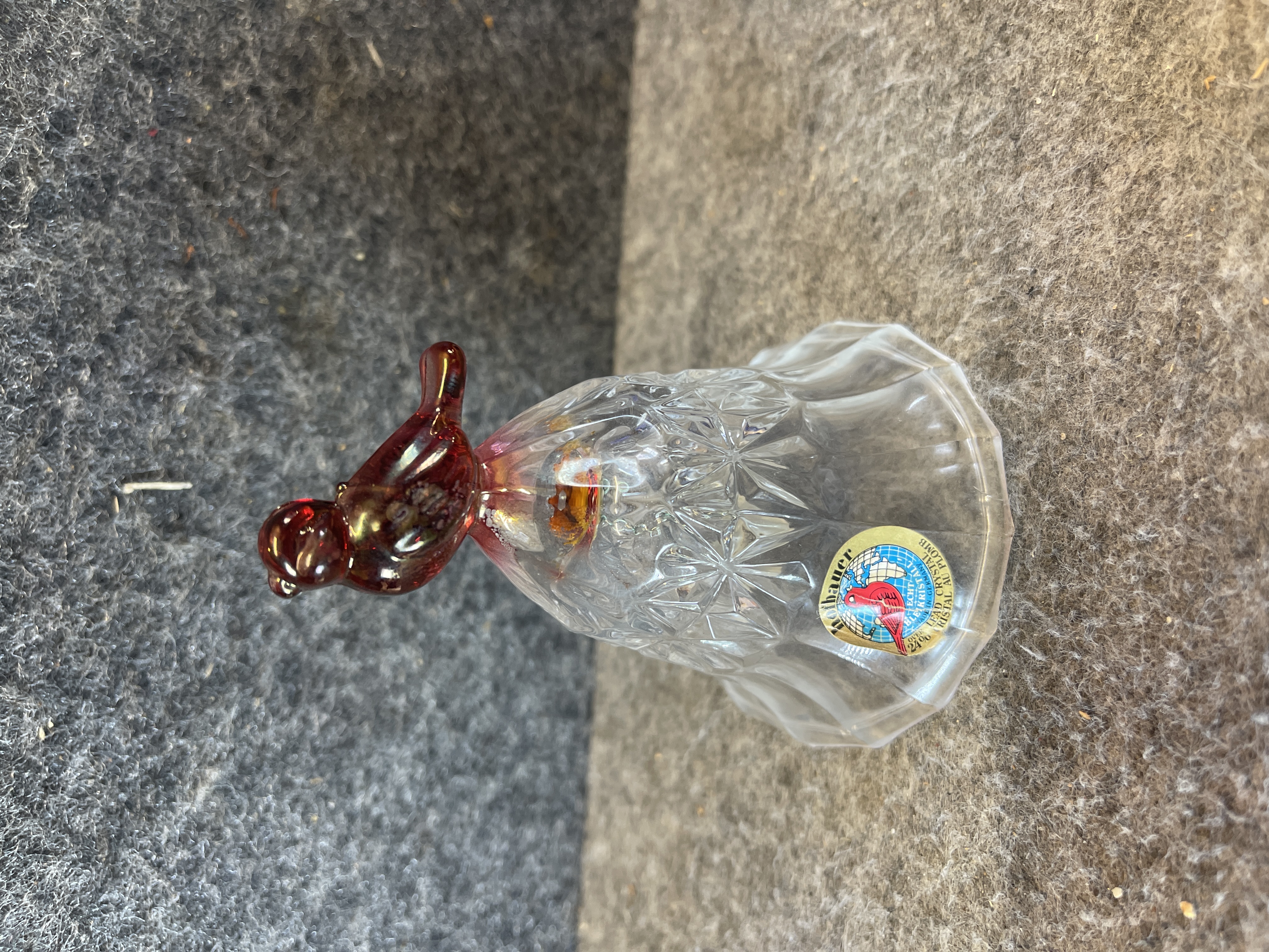 Hofbauer Byrdes Collection Ruby Red Bird Lead Crystal Bell