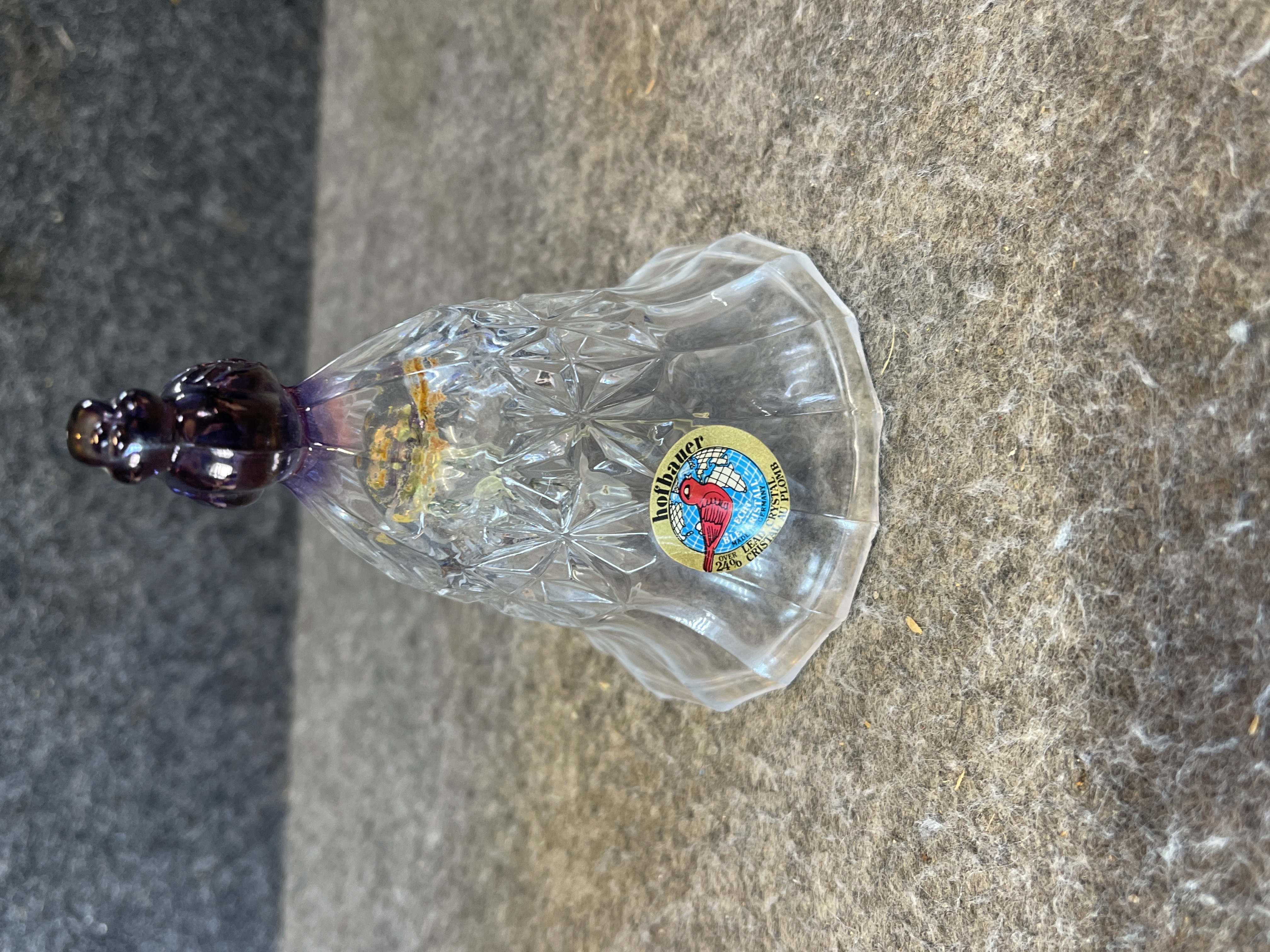 Hofbauer The Byrdes Collection Lead Crystal Bell with Amethyst Cardinal Handle