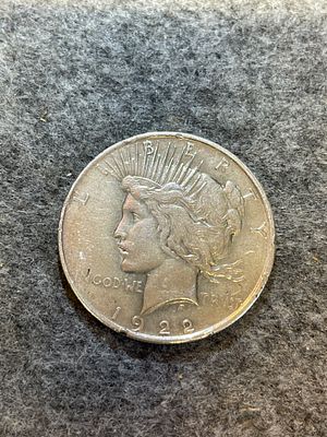 US 1922 Peace Silver Dollar. US 1922 Peace silver dollar struck at the Philadelphia Mint. This 