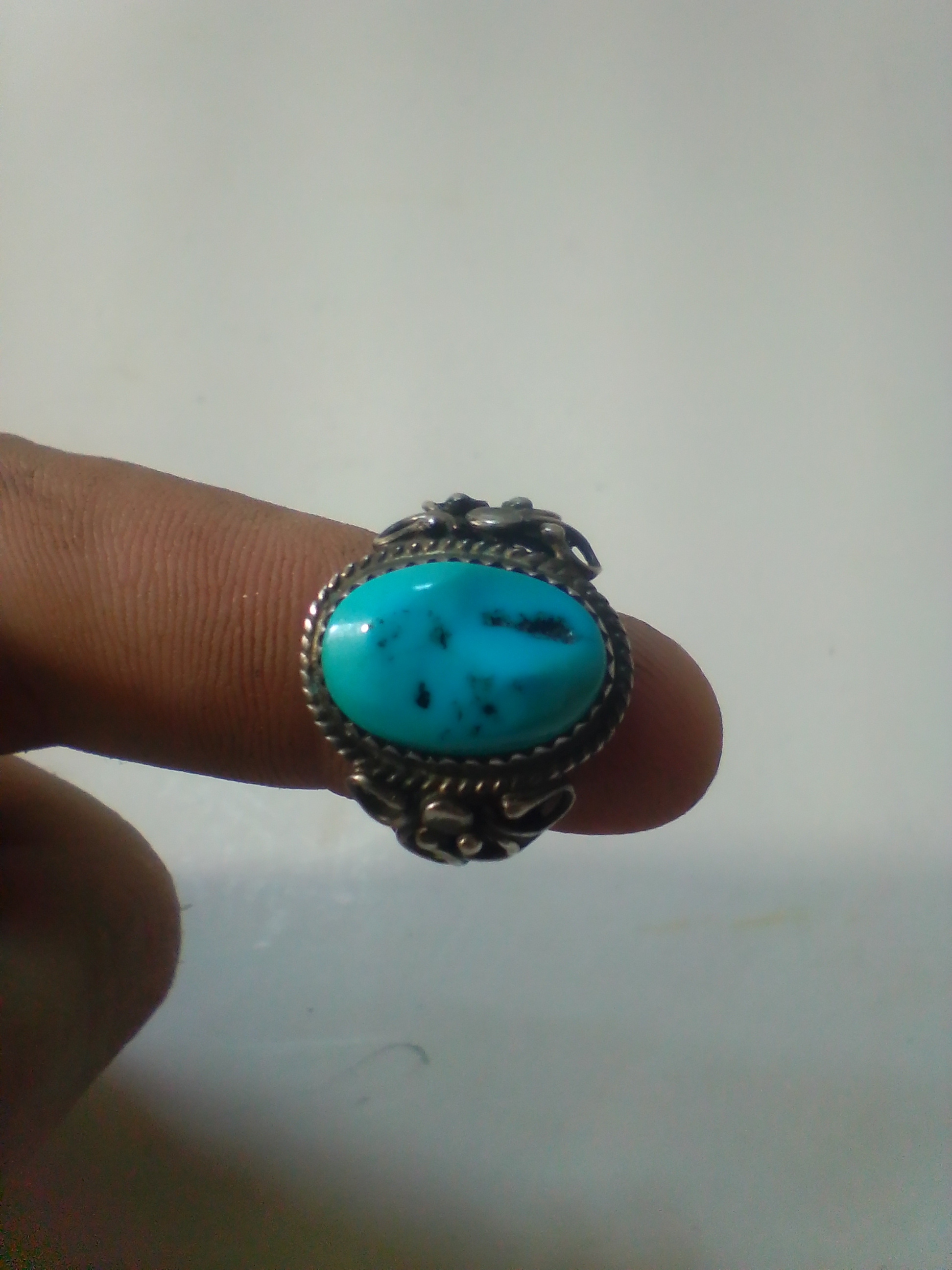 Sterling Silver and Turquoise Running Bear Trading Post Ring size 7
