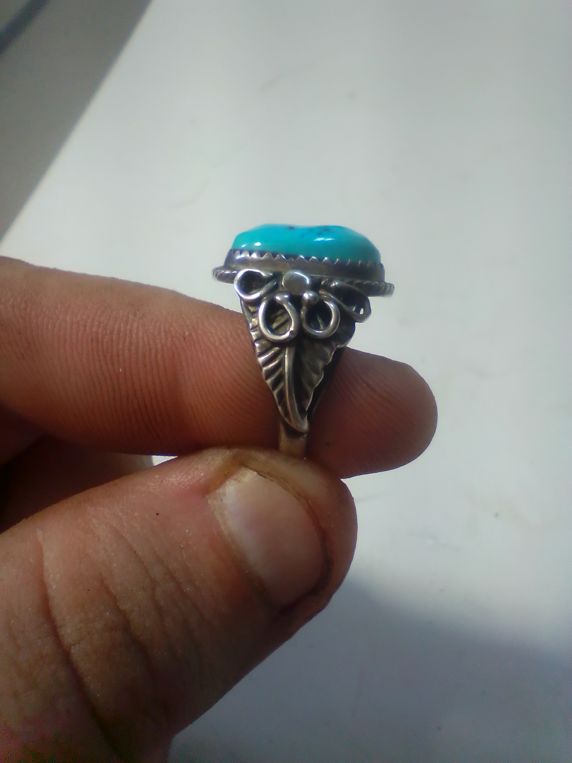 Sterling Silver and Turquoise Running Bear Trading Post Ring size 7