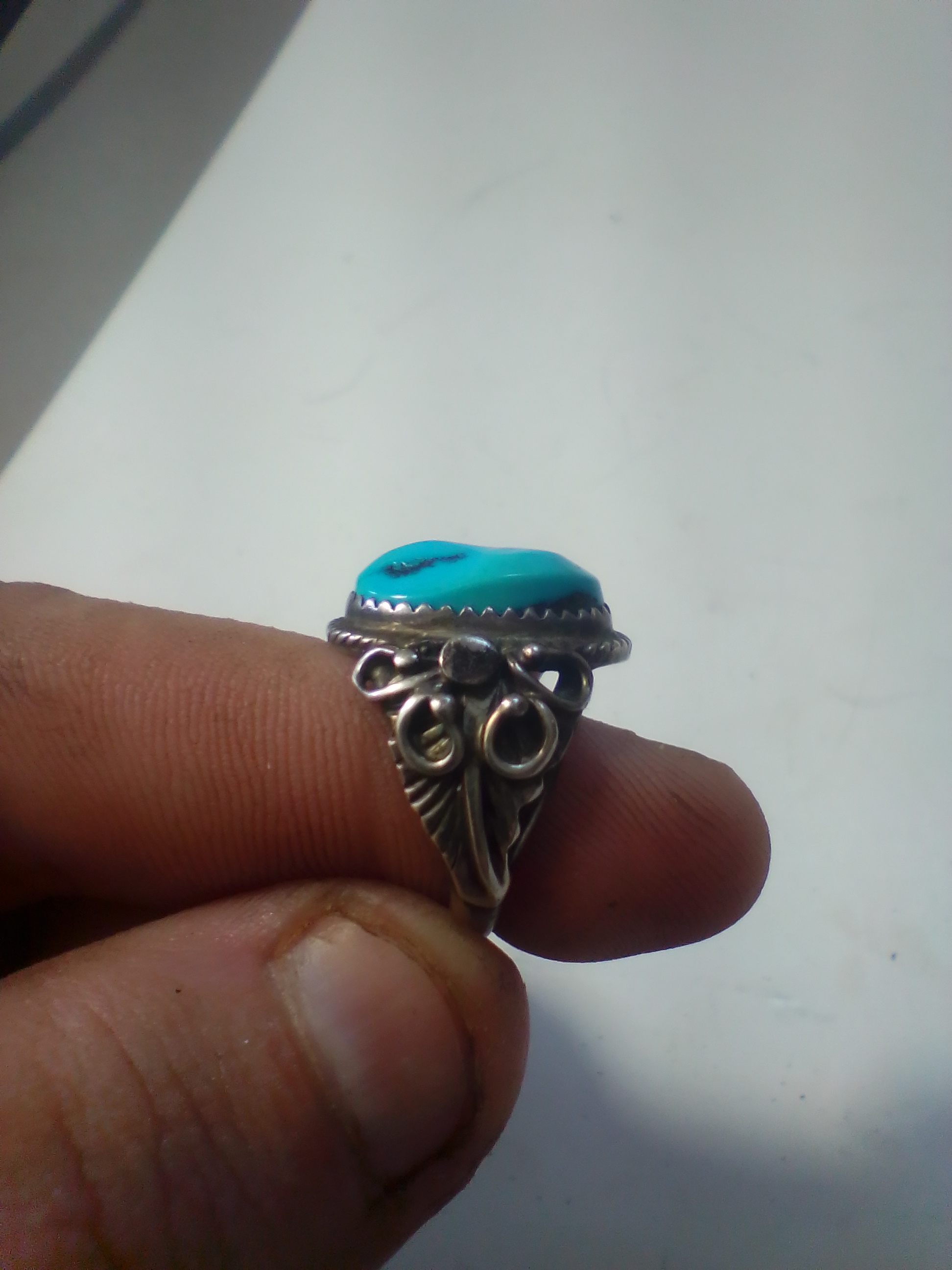 Sterling Silver and Turquoise Running Bear Trading Post Ring size 7