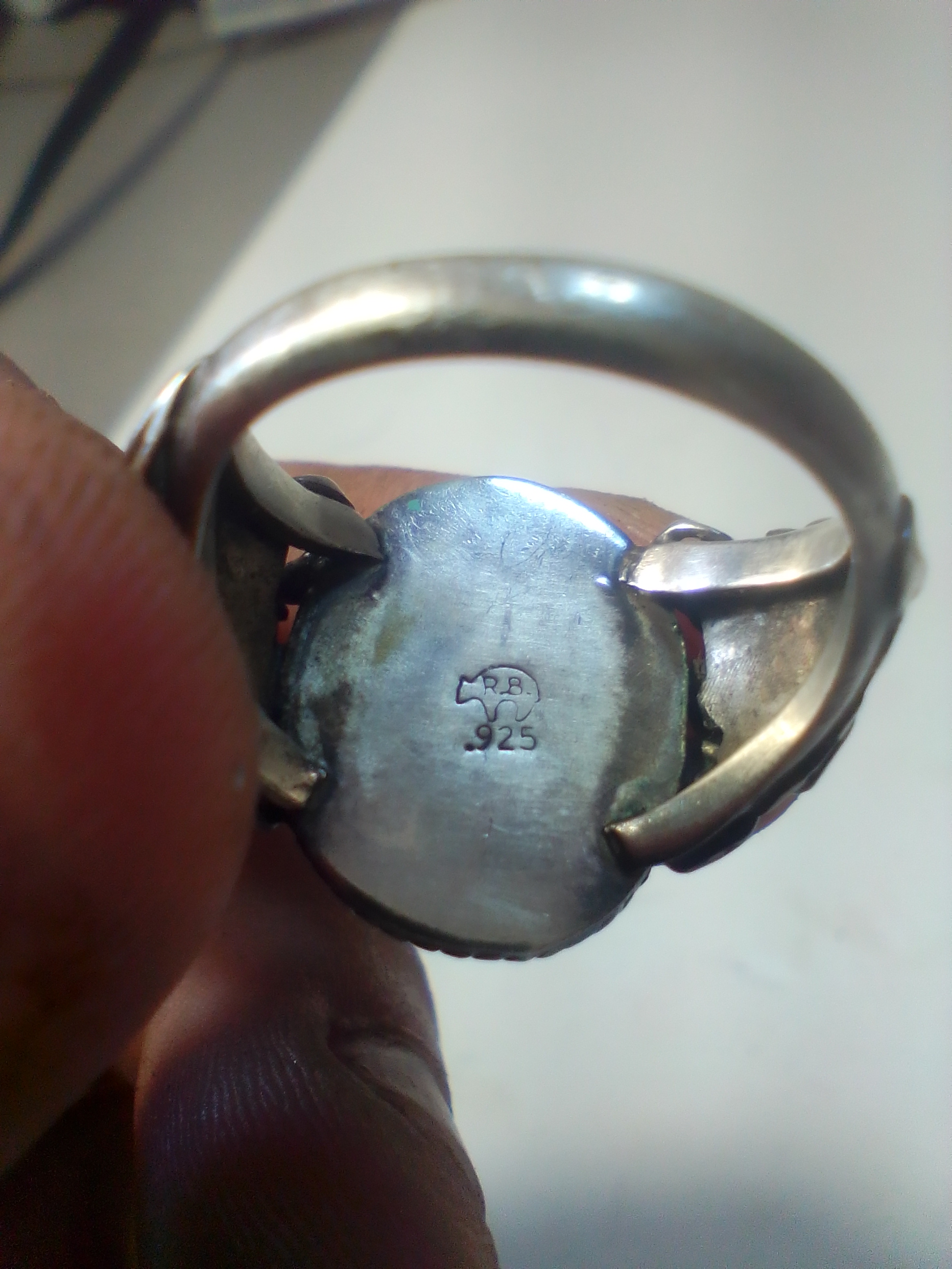 Sterling Silver and Turquoise Running Bear Trading Post Ring size 7