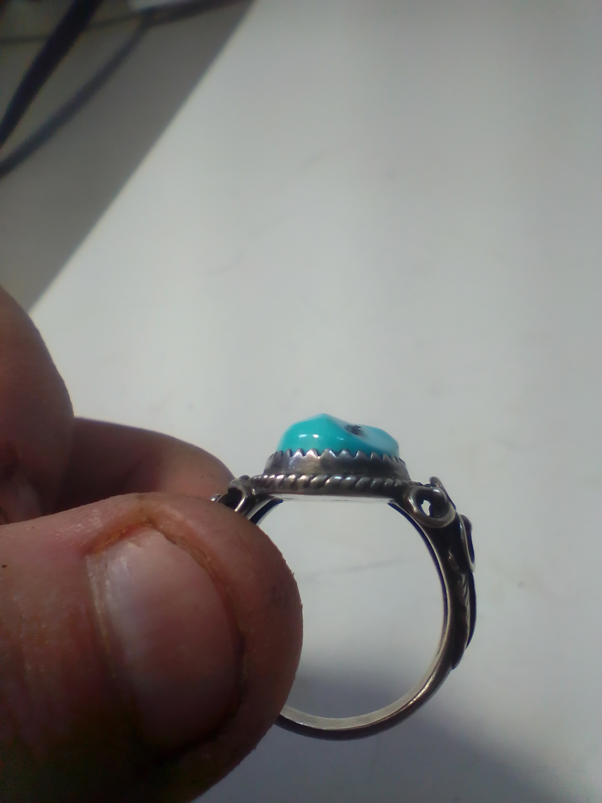 Sterling Silver and Turquoise Running Bear Trading Post Ring size 7