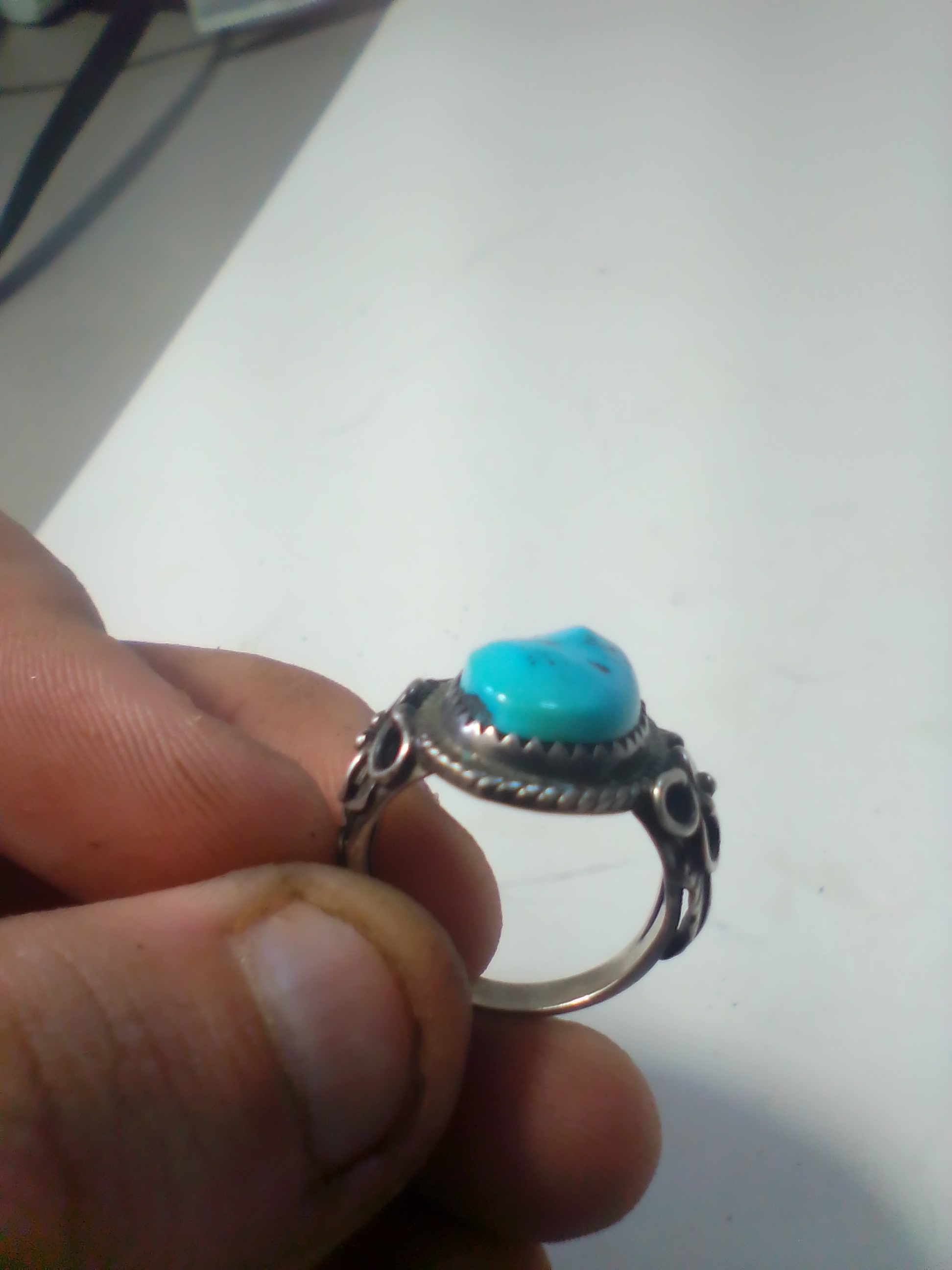 Sterling Silver and Turquoise Running Bear Trading Post Ring size 7