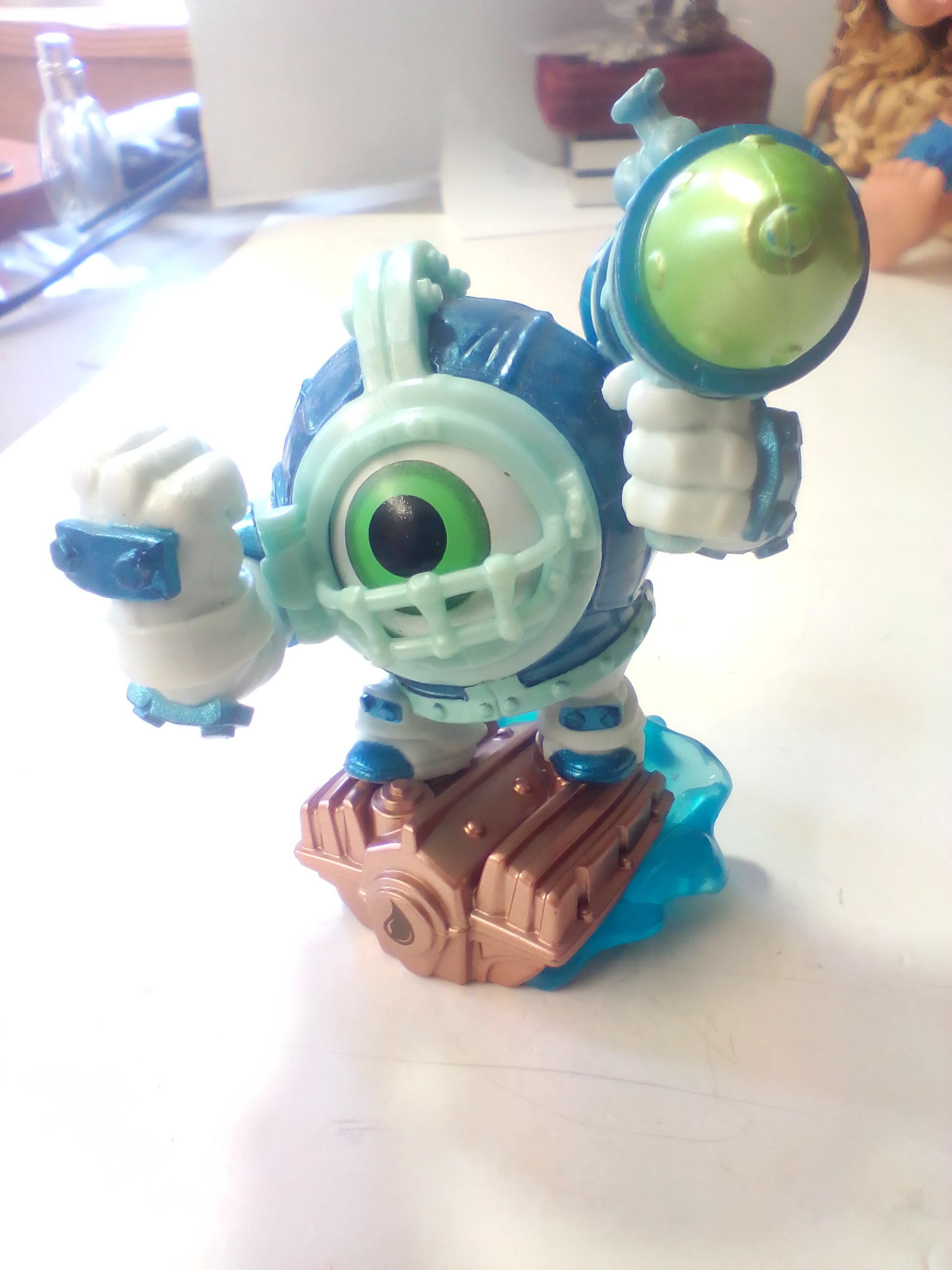 Three Skylanders Video Game Interactive Figures Including Golden Queen, Dive-Clops, and Slam Bam