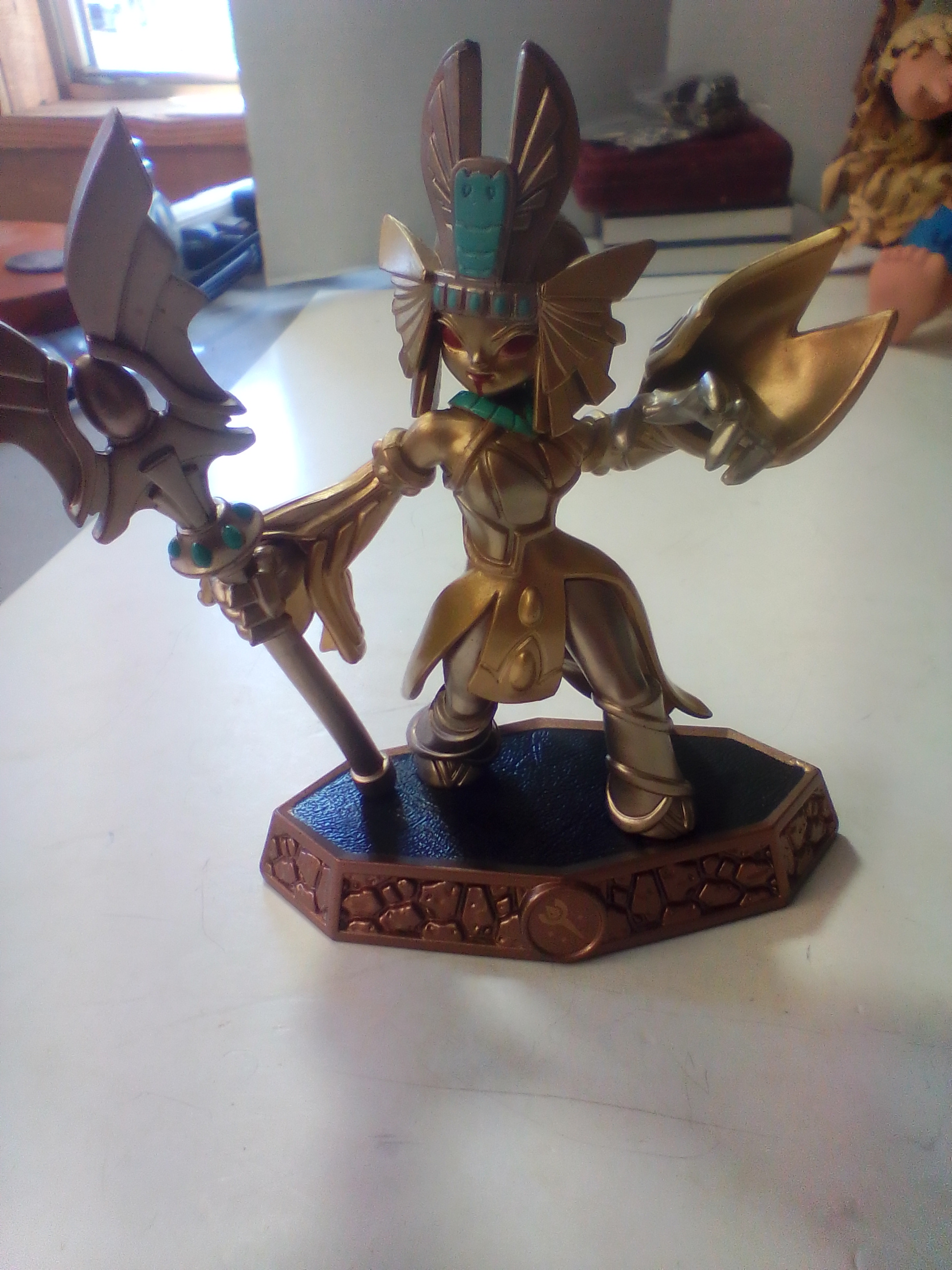 Three Skylanders Video Game Interactive Figures Including Golden Queen, Dive-Clops, and Slam Bam