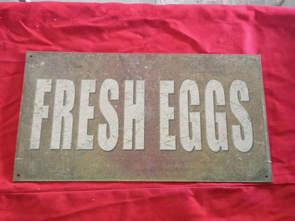 Lot 77: American Metal Fresh Eggs Advertising Sign