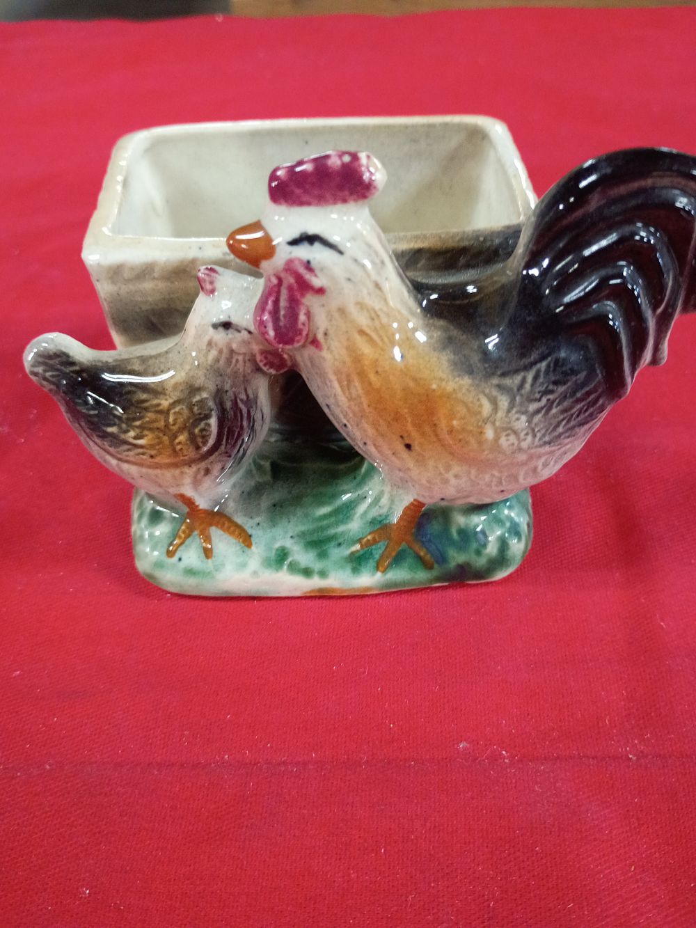 Lot 90: Japanese Hand Painted Ceramic Rooster and Hen Planter