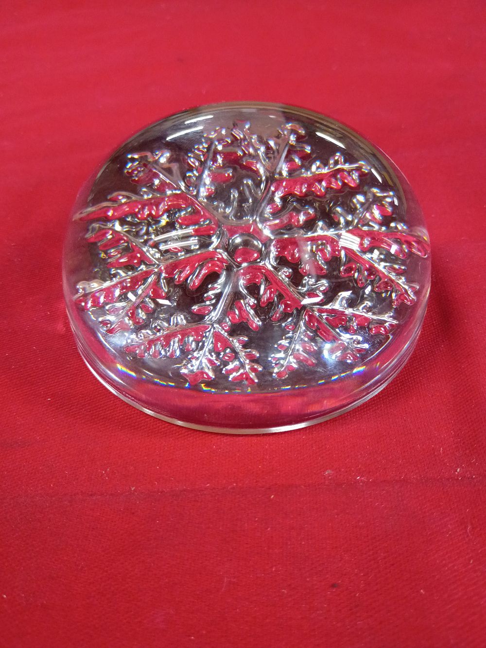 Lot 94: Art Glass Snowflake Dome Paperweight