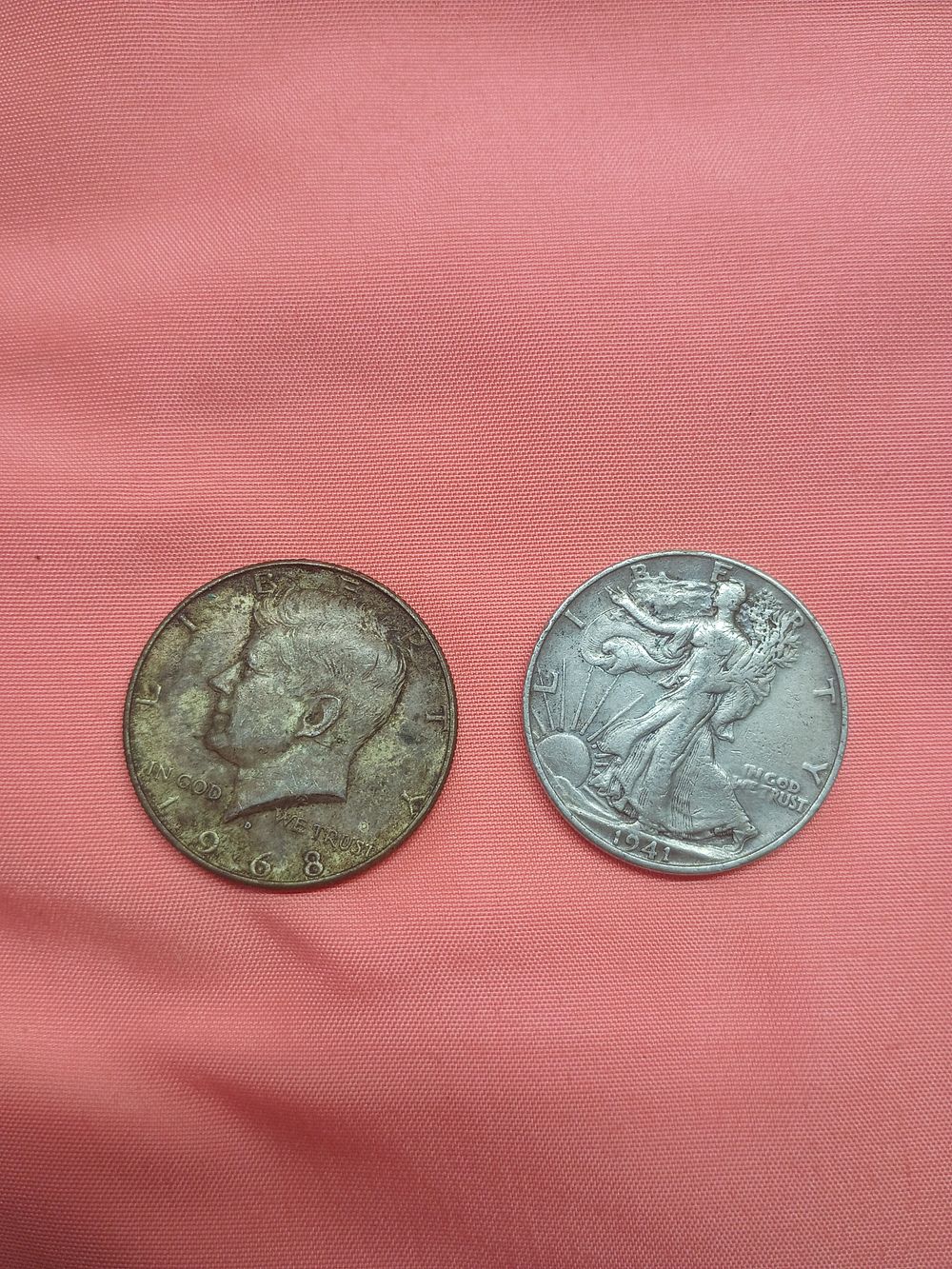 Lot 96: A Pair of US Silver Half Dollars, 1941 and 1968-D