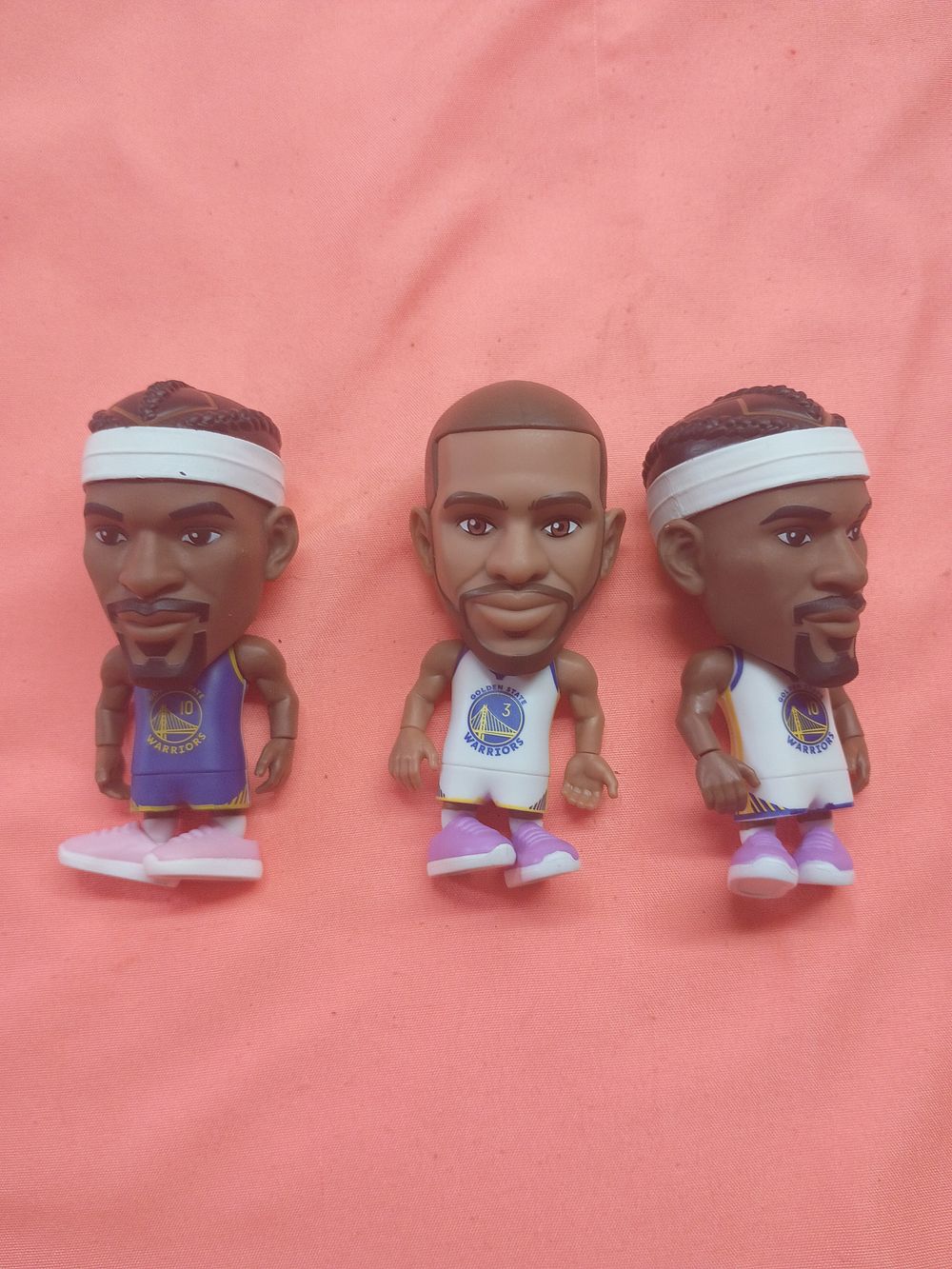 Lot 138: A Trio of Stylized NBA Golden State Warriors Action Figures Including Chris Paul and John Butler III