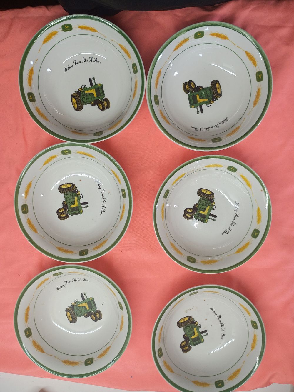 Lot 116: A Set of Six John Deere Licensed Ceramic Bowls by Gibson