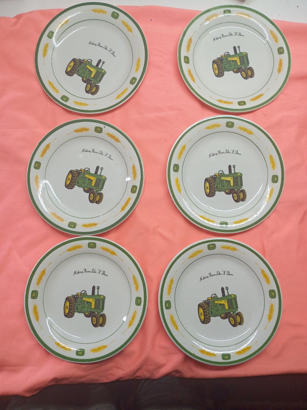 Lot 117: A Set of Six Gibson John Deere Licensed 730 Diesel Tractor China Dinner Plates