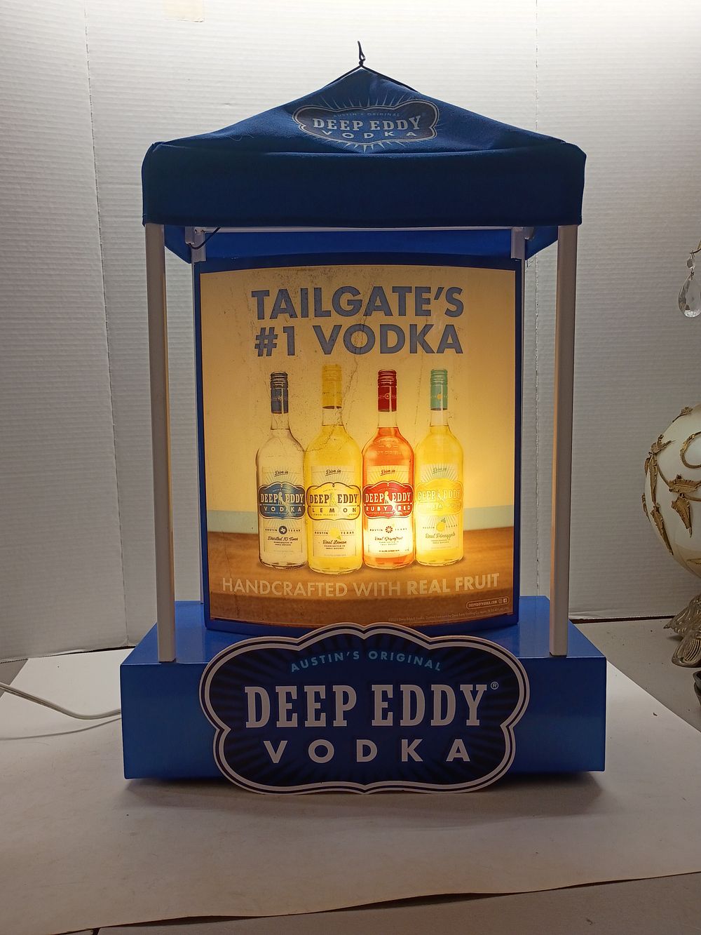 Lot 2: Deep Eddy Vodka Illuminated Rotating Countertop Tailgate Display Sign