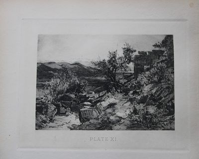 John Fulleylove 1897 - Etching of Messene on Ithome. This superb etching is from Pictures of 
