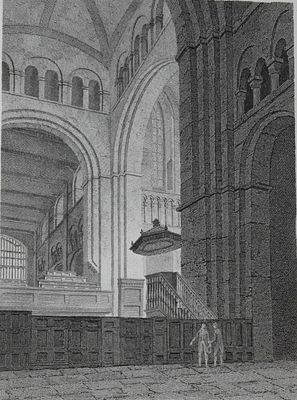 F Nash - Abbey Church St Albans engraved by J Storer 1814. Copper plate engraving of the 
