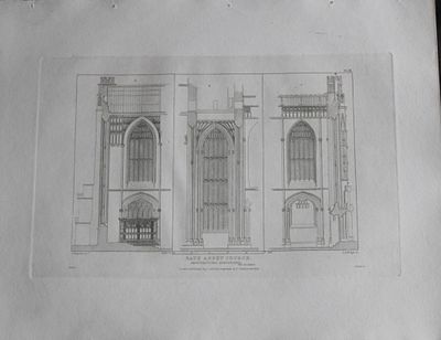 LA Rolph - Bath Abbey Church engraved by S Rayner 1829. Original engraving of Bath Abbey Church 