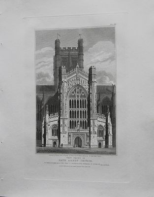 F Mackenzie - The Abbey Church, Bath engraved by T Ranson 1825. Original engraving of the West 