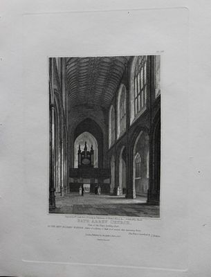 F Mackenzie - The Abbey Church, Bath engraved by W Smith 1825. Original engraving of the Nave in 