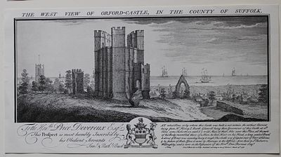S & N Buck - West View of Orford Castle, Suffolk 1738. Copper plate engraving of The West View 