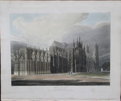 A Pugin - North East View of Westminster Abbey engraved by J Bluck 1812. This aquatint print is 