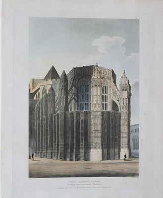 A Pugin - Henry VII Chapel at Westminster Abbey engraved by J Bluck 1812. This aquatint print is 