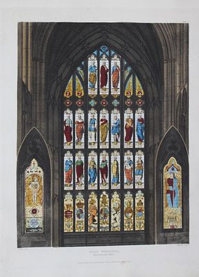 J White - West Windows at Westminster Abbey engraved by J Hamble 1812. This aquatint print is 