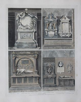 G Shepherd - South Aisle of Westminster Abbey engraved by T Sutherland 1812. This aquatint print 