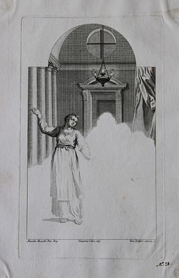 Lodovico Carracci - rare engraving of Cloisters in Bologne monastery 1776. This rare copper 