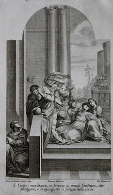 Lodovico Carracci - rare engraving of Cloisters in Bologne monastery 1776. This rare copper 