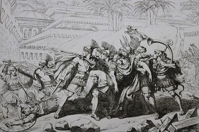 B Pinelli - Gioseffo Flavio urges surrender from Istoria Romano 1821. This etching is from 