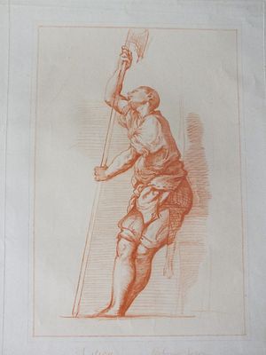 Alphonse Leroy - Study of a man by Guilio Campi 1849. This study of a man with a poleaxe is by 