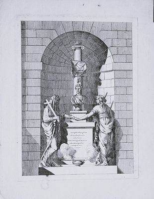 Ferdinand Quaglia - Engraving of monuments in Pere-Lachaise 1775. This original line engraving 