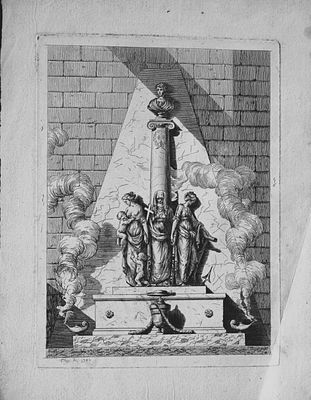 Ferdinand Quaglia - Engraving of monuments in Pere-Lachaise 1775. This original line engraving 