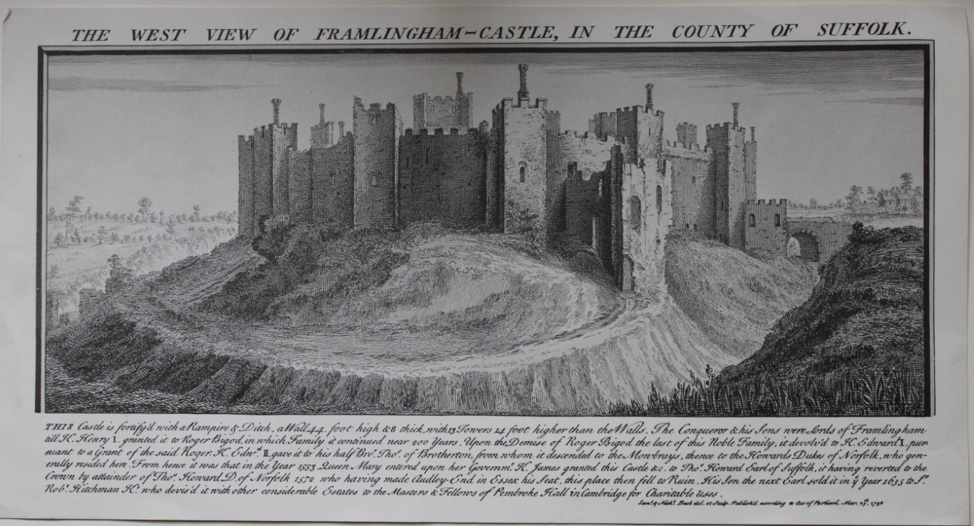 S & N Buck - West View of Framlingham Castle, Suffolk 1738.