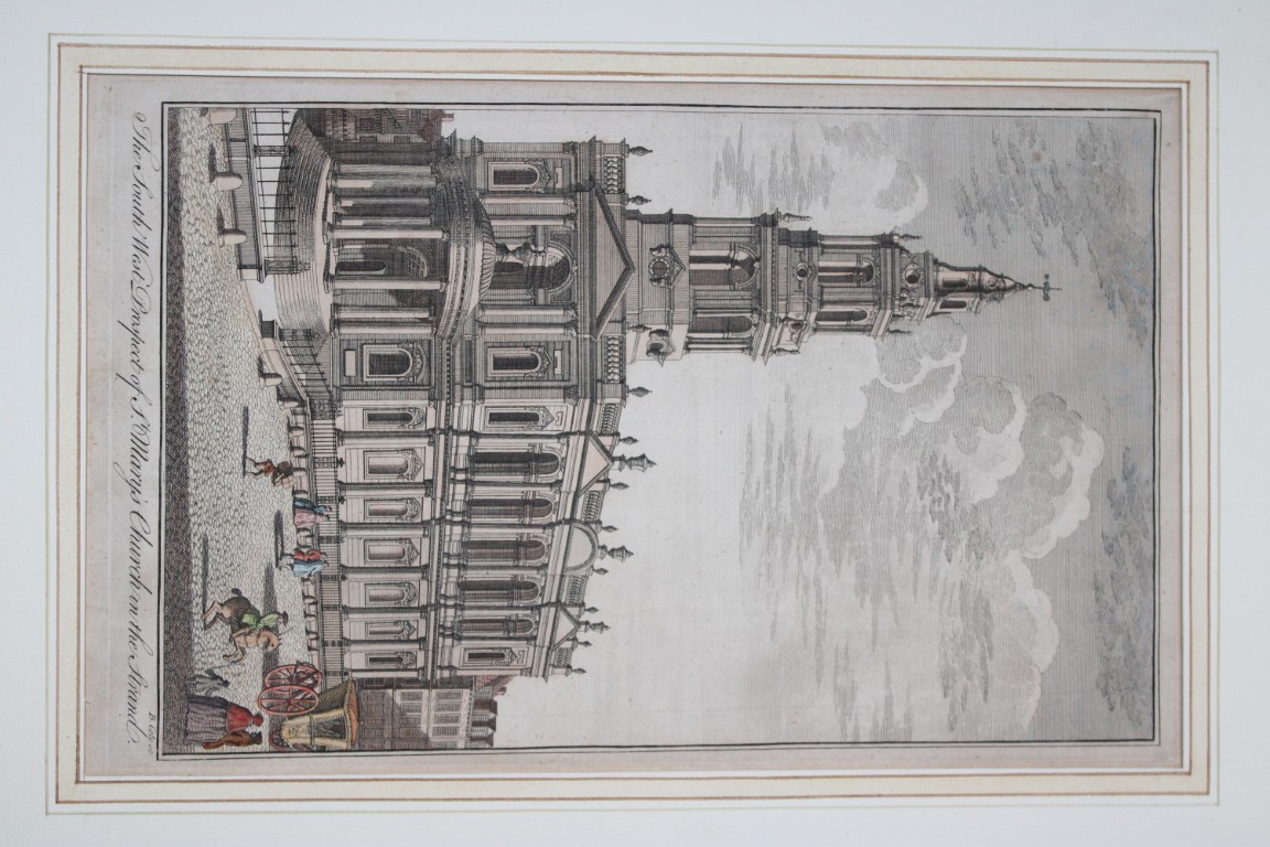 B Cole - South West Prospect of St Mary's Church in the Strand 1756.