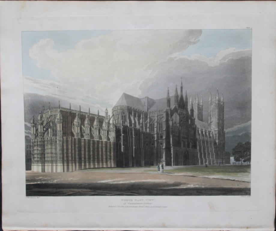 A Pugin - North East View of Westminster Abbey engraved by J Bluck 1812