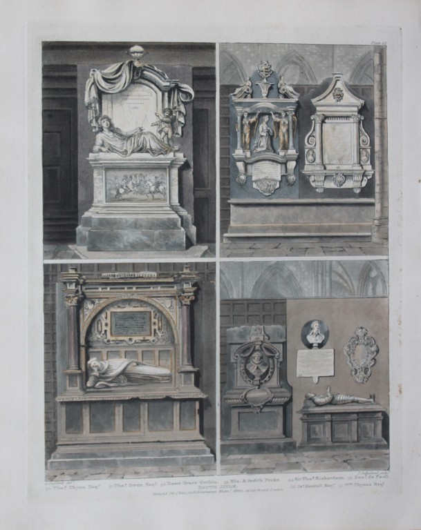 G Shepherd - South Aisle of Westminster Abbey engraved by T Sutherland 1812