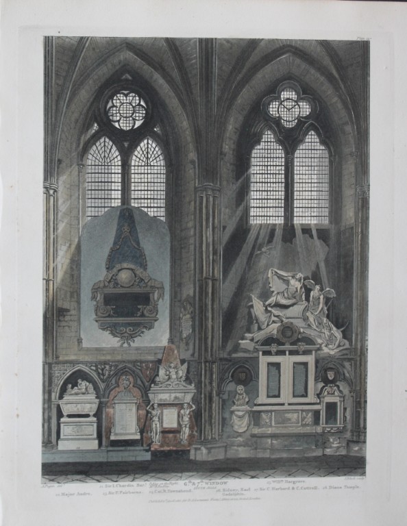A Pugin - 6th and 7th Windows in Westminster Abbey engraved by J Bluck 1812