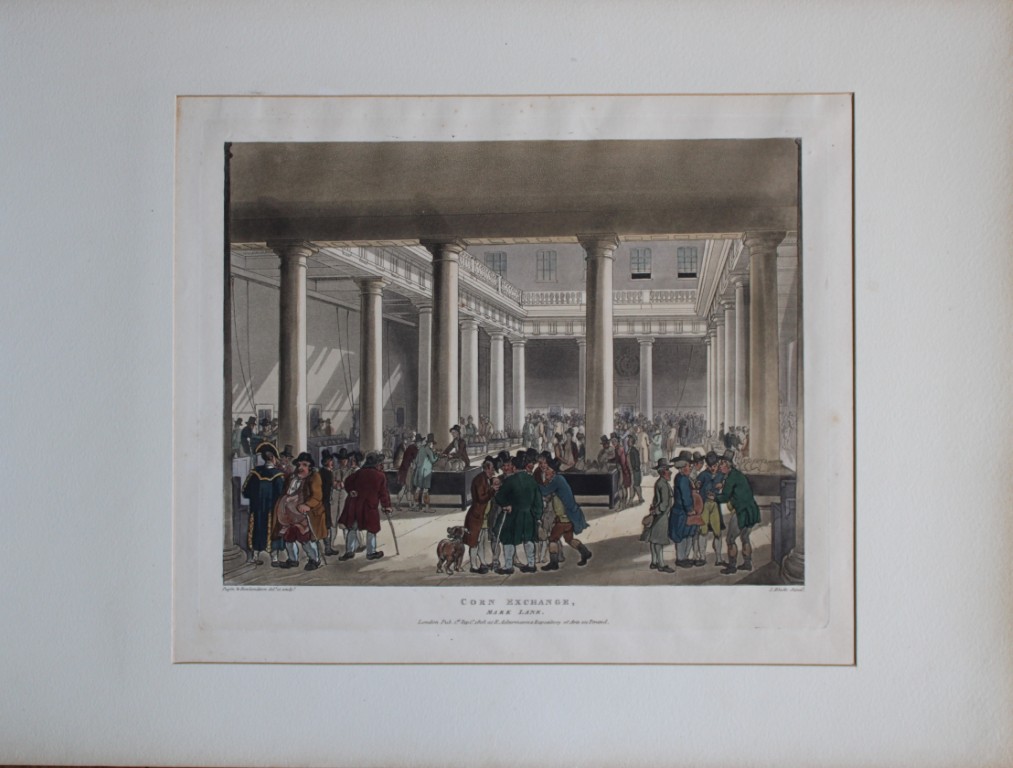 Rowlandson and Pugin - Aquatint of the Corn Exchange, London 1808