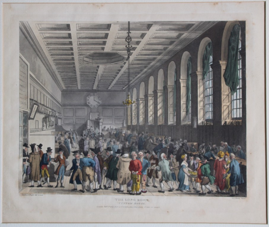 Rowlandson and Pugin - Aquatint of Custom House, London 1808