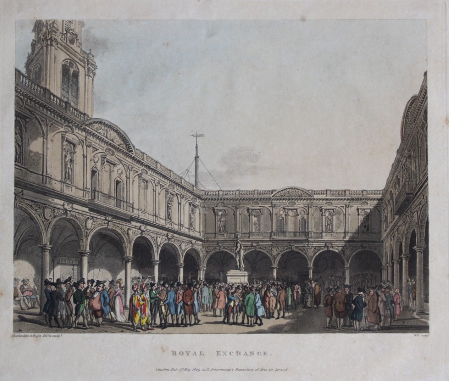 Rowlandson and Pugin - Aquatint of Royal Exchange, London 1808