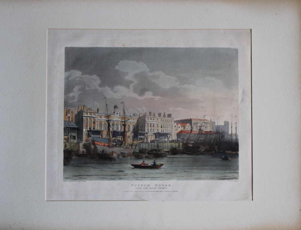 Rowlandson and Pugin - Aquatint of Custom House, London 1808